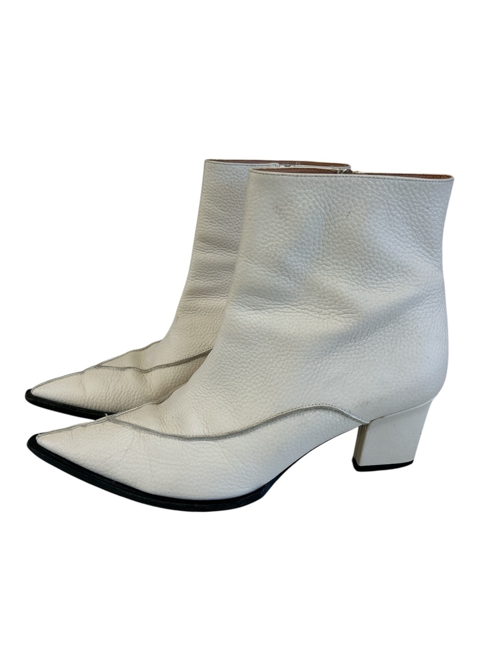 Rachel Comey pointed pebbled leather booties in bone size 40